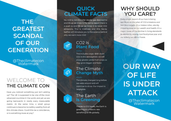 100 x Climate Con A4 Trifold Professional Leaflet (PAY IT FORWARD) - Image 3